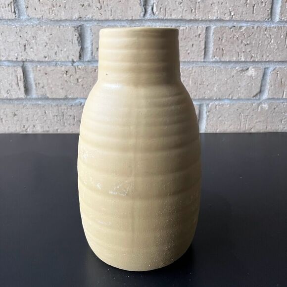 Pottery Jug Vase with Abstract Eye Handle Earthy Color Heritage Home 7.25 in H - Picture 3 of 12